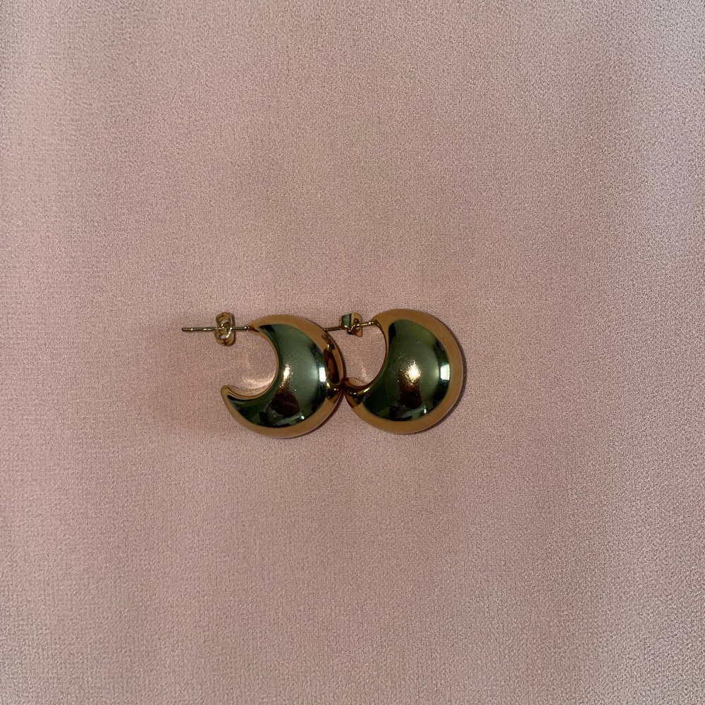 Gold Half-Dome Chunky Crescent Earrings